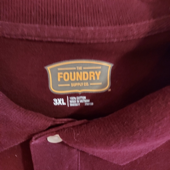 The Foundry Supply Co.  Men's Maroon Short Sleeve 3 Button, Golf Polo Shirt 3XL. - Picture 6 of 8